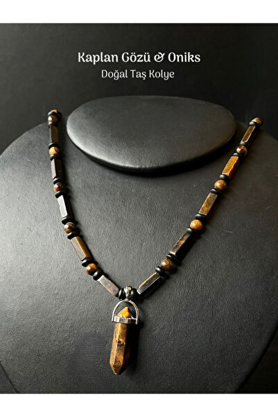 Tuana Trend قلادة من حجر العقيق الطبيعي عين النمر، قلادة بتصميم خاص، راحة داخلية، تركيز، شجاعة، حجر الثبات