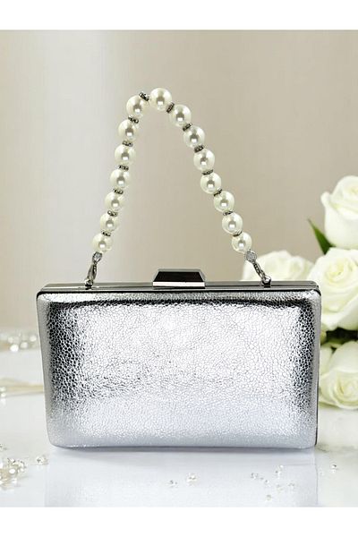 Biçanta New Model Silver Color Shiny Patterned Chain Strap Handle Women's Evening Dress Bag Wedding Engagement Graduation
