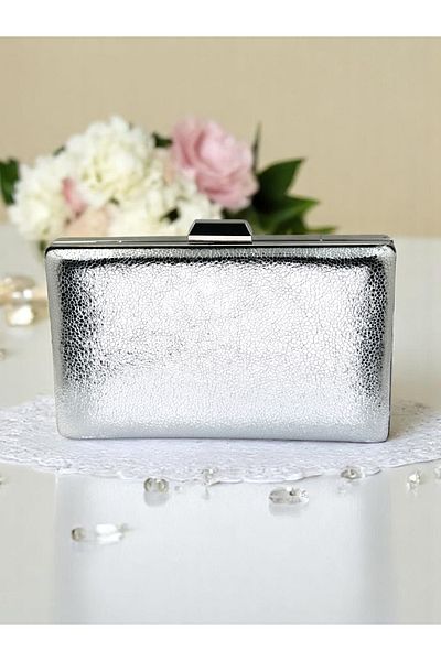 Biçanta New Model Silver Color Shiny Patterned Chain Strap Handle Women's Evening Dress Bag Wedding Engagement Graduation