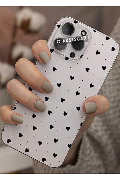 Q Aksesuar Samsung Galaxy Note 10 Lite Uyumlu Mini Siyah Kalp Tasarımlı Şeffa...