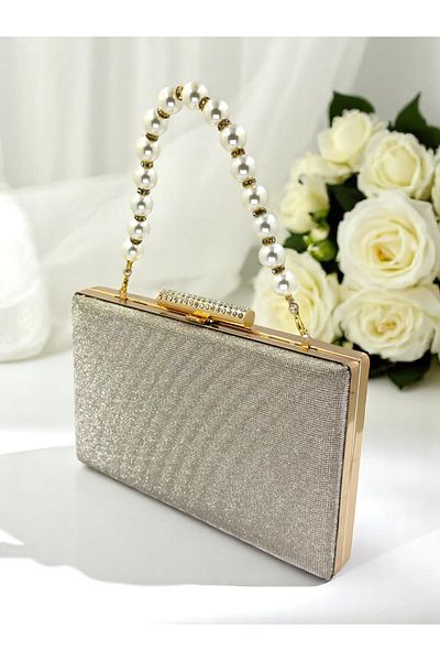 Biçanta Dot Pattern Gold Gold Gold Color Women's Evening Dress Bag Wedding Engagement Graduation