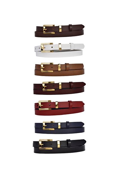 GoDeri 100% γνήσιο δέρμα 7 τεμαχίων Super Set Gold Color Buckle 2 cm γυναικεία ζώνη, ταιριάζει με όλα τα ρούχα