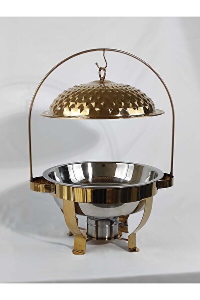 HTH طقم بوفيه دائري من الفولاذ المقاوم للصدأ مع غطاء زجاجي وحامل