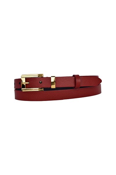 GoDeri Curea de damă 100% din piele naturală, culoare aurie, roșu, cu punte, 2 cm, se potrivește tuturor îmbrăcămintele_BYK-gold