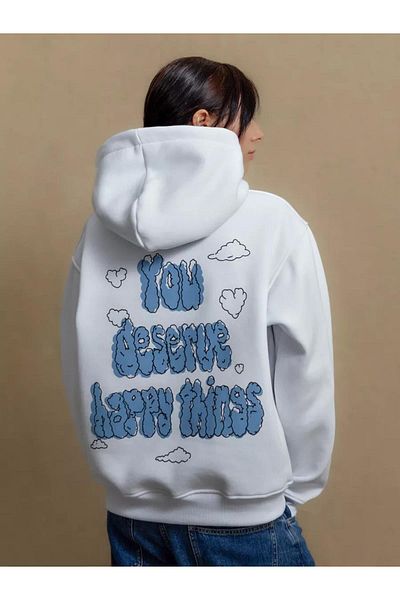 Boi Unisex Μπορείτε να αξιοποιηθείτε Happy Things Φούτερ Λευκό