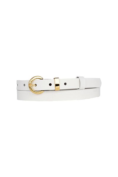 GoDeri Curea de damă 100% din piele naturală, culoare aurie, cu cureaua albă, 2 cm, se potrivește tuturor îmbrăcămintele_KİLİT-auriu