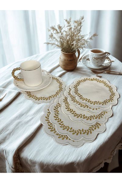 safestore Presentation Napkin, Cocktail Napkin Coffee Side Presentation Holder Embroidered Coffee Side 6 Pieces Fabric Presentation Napkin