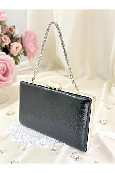 Biçanta Model nou Culoare neagră Model strălucitor Curea cu lanț Mâner Femei ...