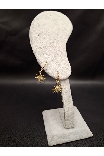 Han Ticarethane Gold Color Stone Sun Model Earrings