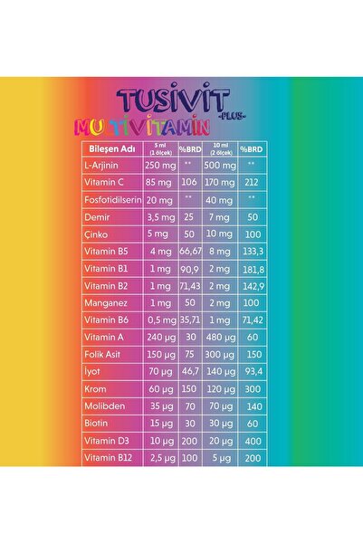 Universal Tusivit Plus L-arginin, Fosfatidilserin Ve Multivitamin Içeren Takviye
