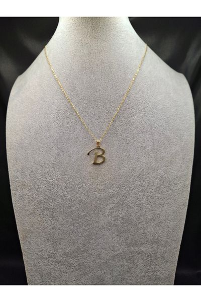 Han Ticarethane Gold Color Steel Letter B Necklace and Earring Set