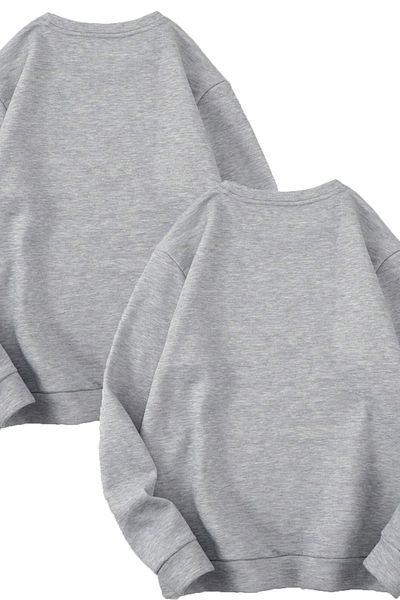 Boi Φούτερ 2 τεμαχίων Fire And Water - Φούτερ με γκρι στάμπα Oversize Crew Neck