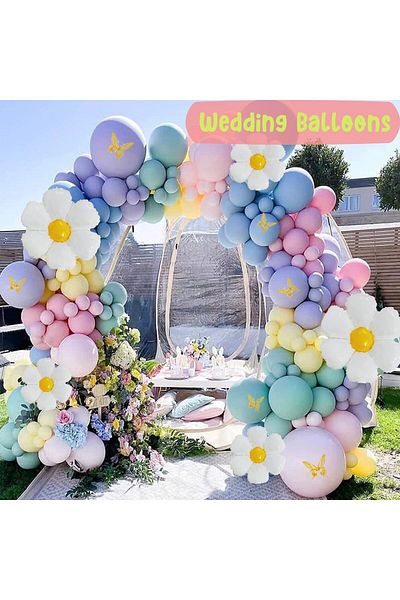Brands For Less Daisy Pastel Balloon Garland Kit - Boho Balloon Arch Kit with 3D Butterflies