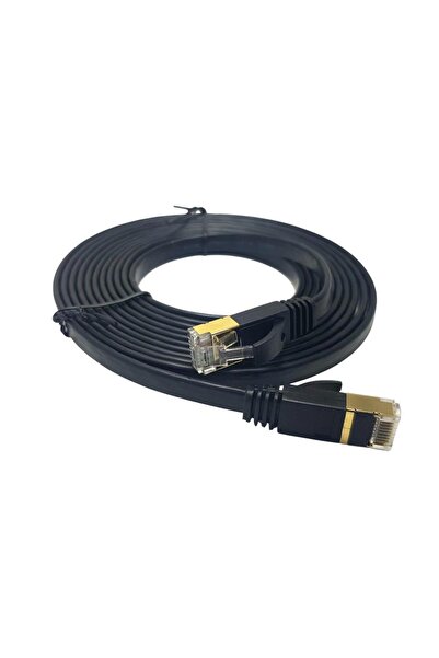 IRONSTAR كابل CAT7 مسطح بطول 20 مترًا أسود - يدعم سرعة 10 جيجابت في الثانية