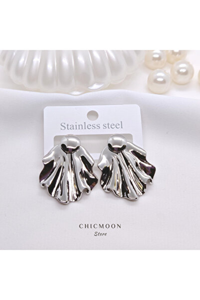 CHICMOON STORE Steel Silver Color Leaf Earrings