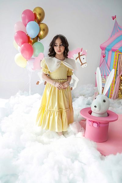 Totikids Girls' yellow dress with a stylish and fun design - 928