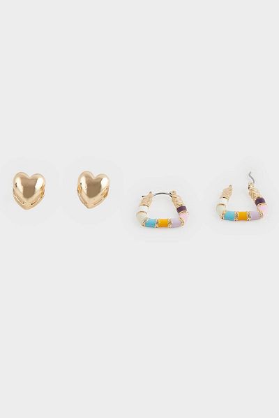 DeFacto Women's 2-Piece Gold Earrings F0703Axns