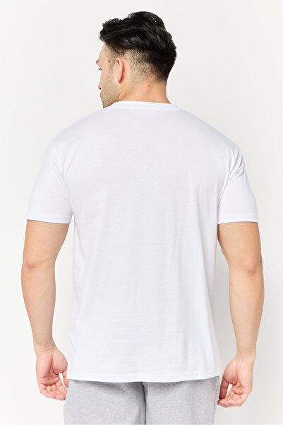 Maserati Men Crew Neck Short Sleeve Brand Logo T-Shirt, White