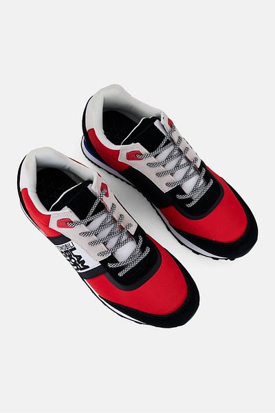Lamborghini Men Suede Nylon Lace Up Casual Shoes, Multicolor