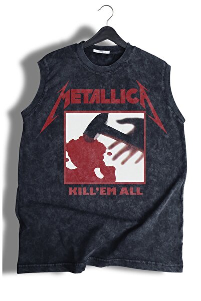 Fuddy Moda Metallica Kill'em All Written Washed Αμάνικο μπλουζάκι, Unisex Roc...