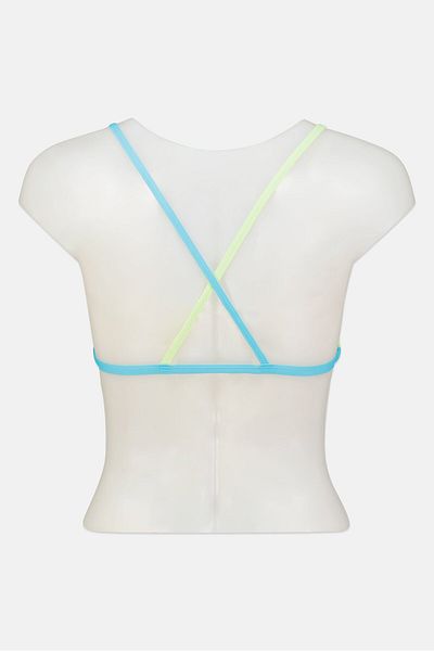 SPEEDO Women Non Padded Allover Print Bikini Top, Blue Combo
