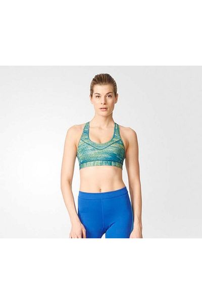 adidas Techfit Heather Sport Bra, Green and Blue