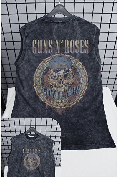 Fuddy Moda Αμάνικο μπλουζάκι με στάμπα στην πλάτη Guns N' Roses Civil War, Un...