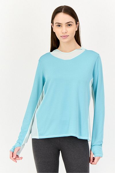 hoka Women Sportswear Fit Long Sleeves Training Sweatshirt,Teal Blue