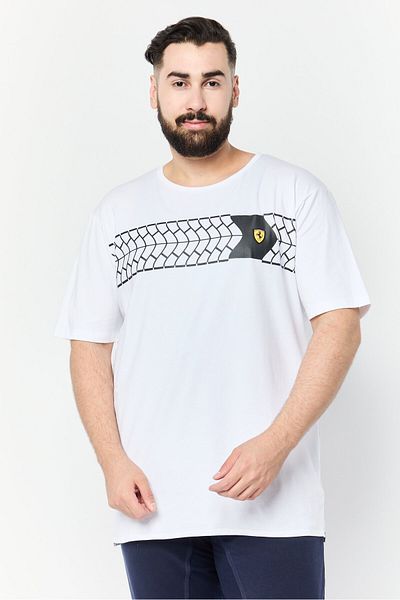 Scuderia Ferrari Men Regular Fit Outdoor Short Sleeve T-Shirt, White