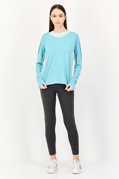 hoka Women Sportswear Fit Long Sleeves Training Sweatshirt,Teal Blue