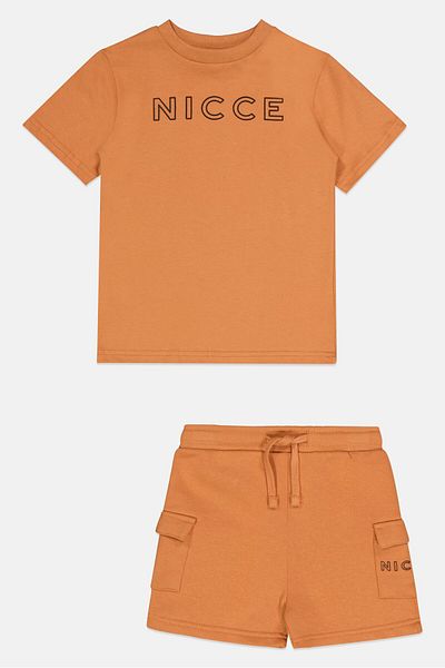Nicce Kids Boy 2 Pieces Brand Logo T-Shirt And Short Set, Burnt Orange