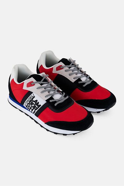 Lamborghini Men Suede Nylon Lace Up Casual Shoes, Multicolor