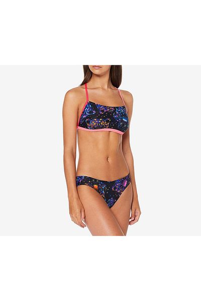 SPEEDO Women Diamondize 2 Piece Crossback, Black and Pink