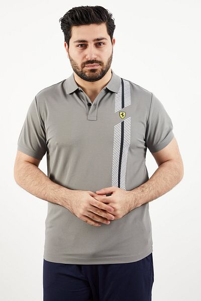 Scuderia Ferrari Men Sportswear Fit Short Sleeve Golf Polo Shirts, Grey