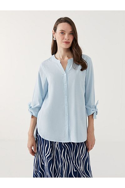 LC Waikiki Lcw Grace Blue  Collar Women's Shirt S5Ek36Z8Nvy25