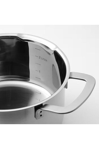 IKEA HEMKOMST Saucepan with lid, stainless steel/glass, 3 L