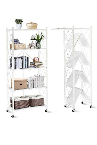 Generic 5-Layer Storage Rack Mobile Storage Rack, Living Room Bookshelf, Bedroom Kitchen Storage Rack Foldab