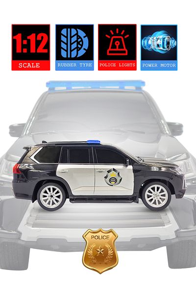PLAYZO 1:12 Scale Remote Control Police SUV Toy Car Rechargeable battery with Lights and Sound