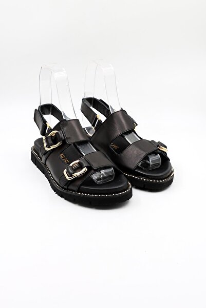 Venüs Women's Genuine Leather Suede Daily Sandals Vn440013Y Black