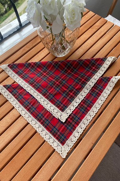 zarafet concept 2 Pieces Plaid Vintage Napkin 35*35