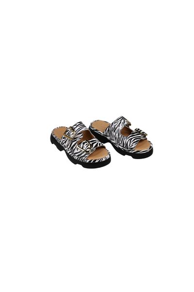 Lady Mia Valeri Genuine Leather Leopard Pattern Women's Slippers