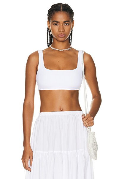 AFR CLOTHES Top crop de vară din jerseu cu două straturi, cu bretele albe, pentru femei