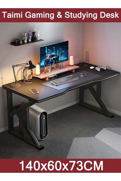 Taimi Gaming Desk, Modern Computer Desk, Home Office Gaming and Study Table Black Size: 140x60x73cm