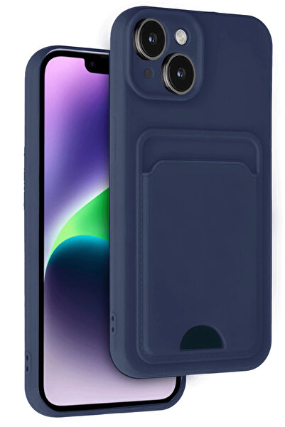 NewFace حافظة آيفون 14 من السيليكون مع بطاقة عمل كلفن - أزرق داكن 1490241709