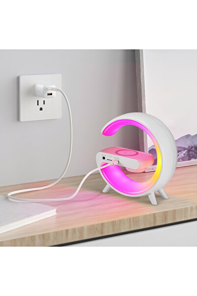 Primo Plus مصباح جو شاحن لاسلكي، مكبر صوت ذكي LED للطاولة يعمل بالبلوتوث، التحكم بالتطبيق