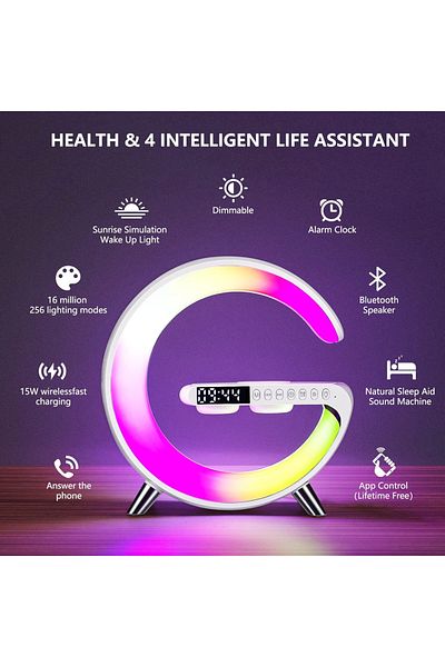 Primo Plus Wireless Charger Atmosphere Lamp, Intelligent LED Table Bluetooth Speaker, App Control