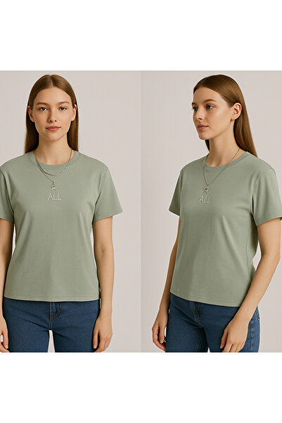 MODA Women's Chain Accessory Detailed 1St Quality T-Shirt