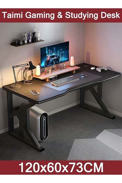 Taimi Gaming Desk, Modern Computer Desk, Home Office Gaming and Study Table Black Size: 120x60x73cm