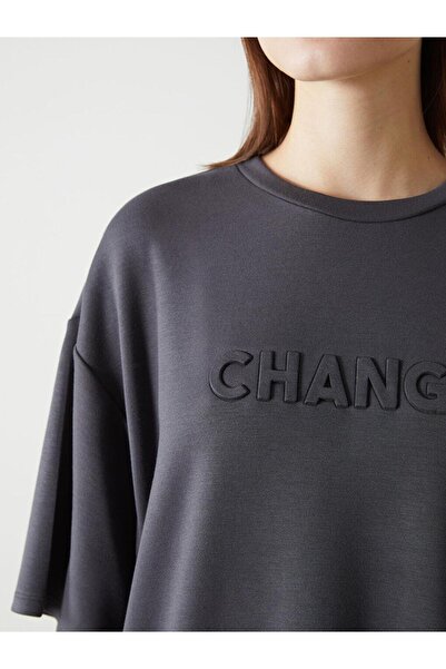 LC Waikiki Γυναικείο μπλουζάκι με στάμπα Crew Neck Oversize (S5)