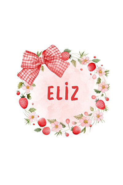 Pera İsme Özel Çilek Tema Bebek Etiket 4 Cm Yuvarlak 70 Adet